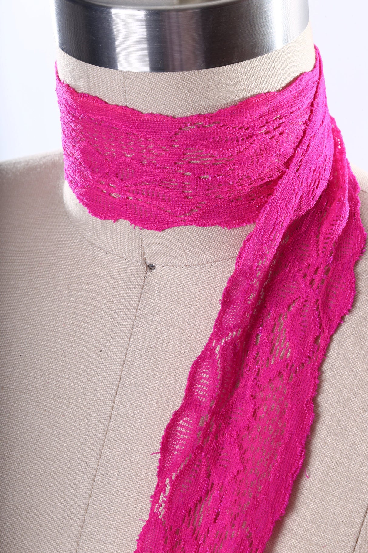 Stretch Lace Trim Hot Pink 2.5" Floral