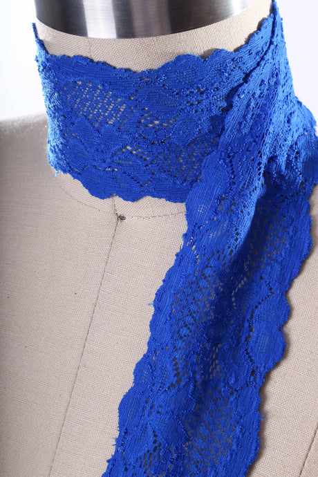 Stretch Lace Trim Royal Blue 2.5 Inch