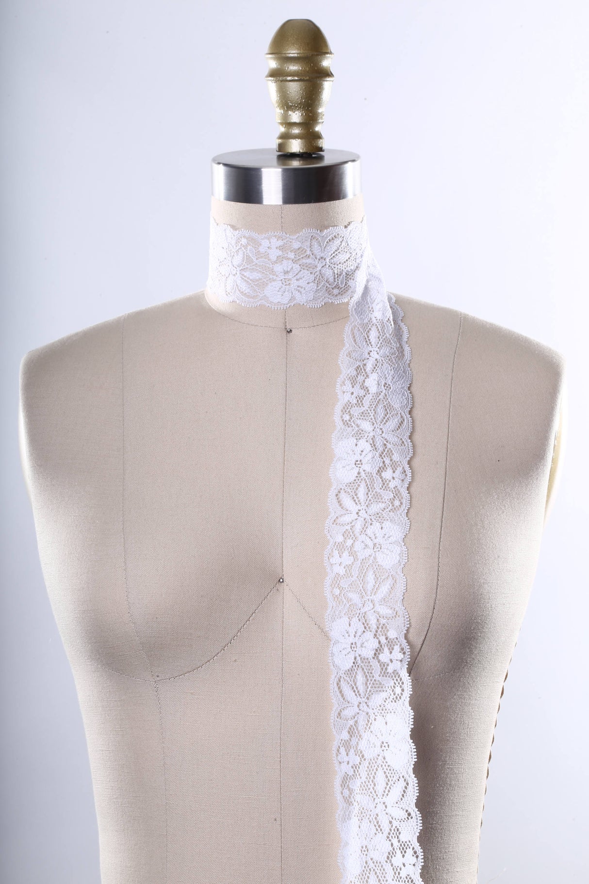 Stretch Lace Trim White 2in