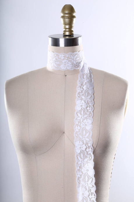 Stretch Lace Trim White 2in