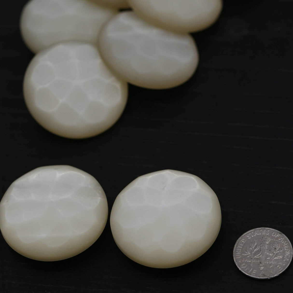 Plastic Shank Button Off White Fish Scales