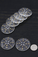Plastic Button Clear Gold Etching Star 60L