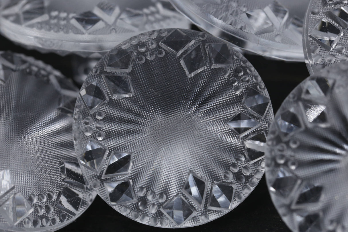 Clear Crystal Cut Shank Button 28mm