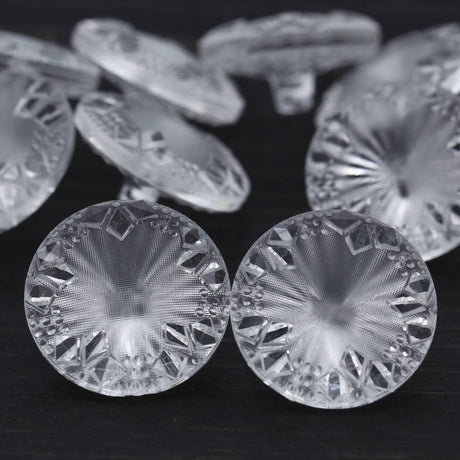 Clear Crystal Cut Shank Button 28mm