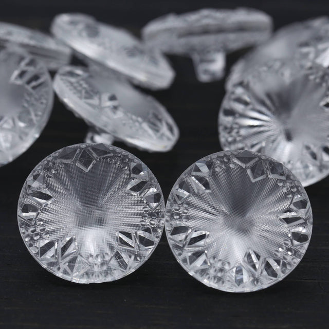 Clear Crystal Cut Shank Button 28mm