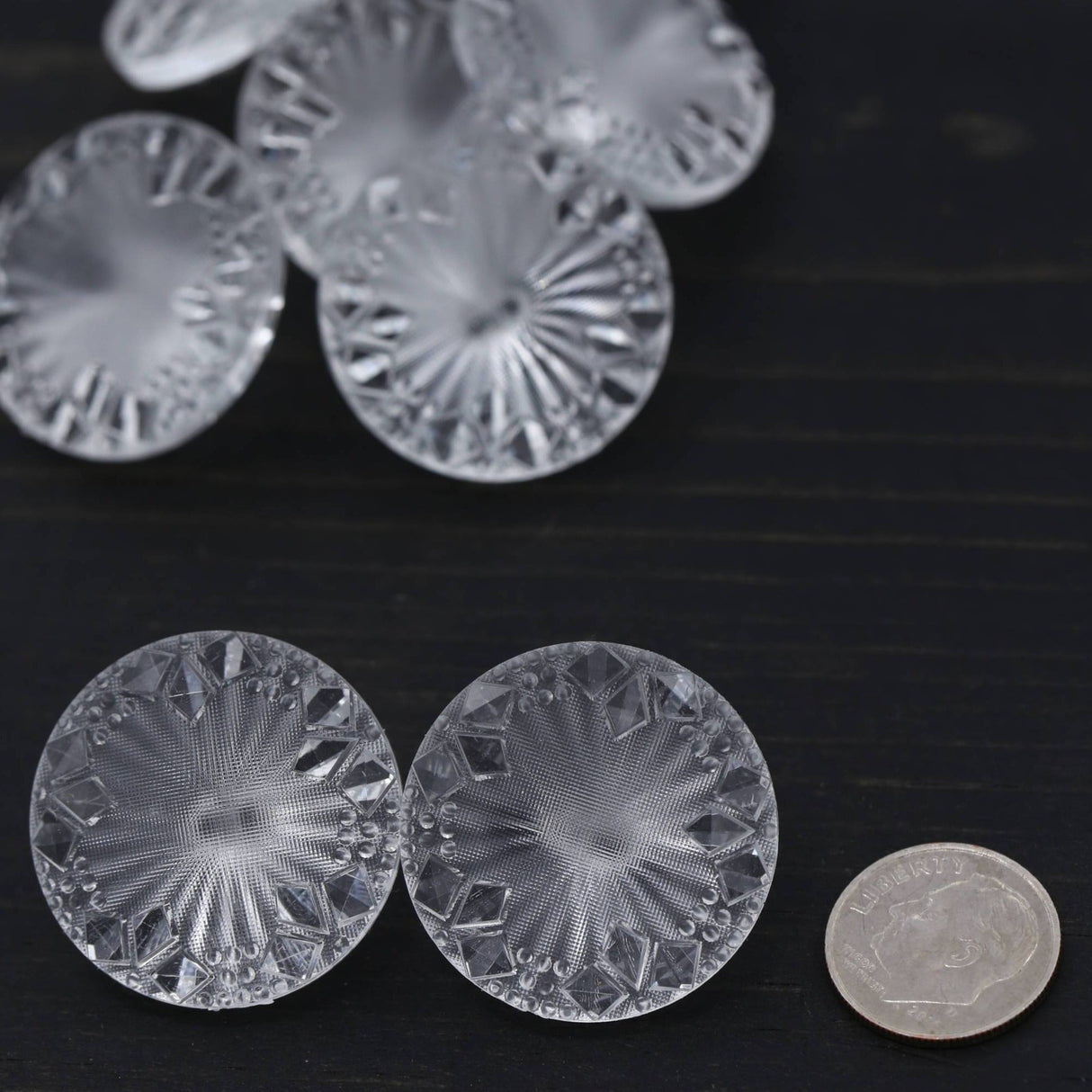Clear Crystal Cut Shank Button 28mm