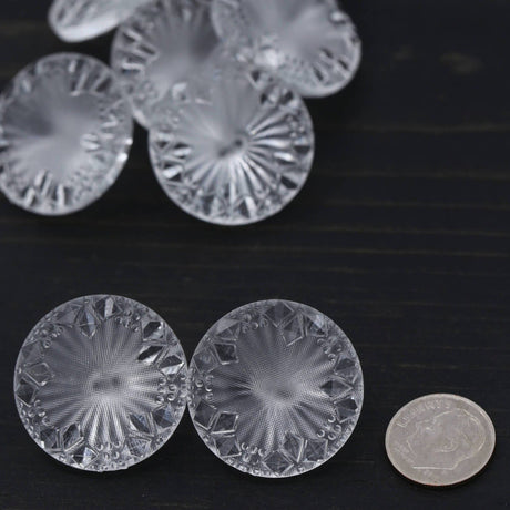 Clear Crystal Cut Shank Button 28mm