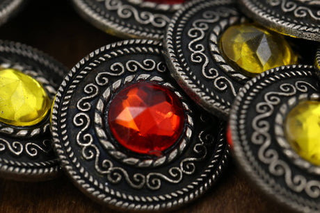 Gemstone Shank Button Gunmetal Acrylic