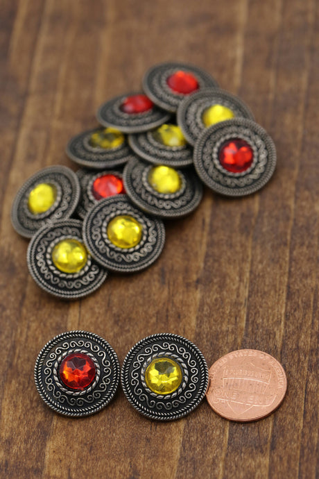 Gemstone Shank Button Gunmetal Vintage