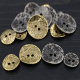 Leaf Metal Button Silver Gold Antique