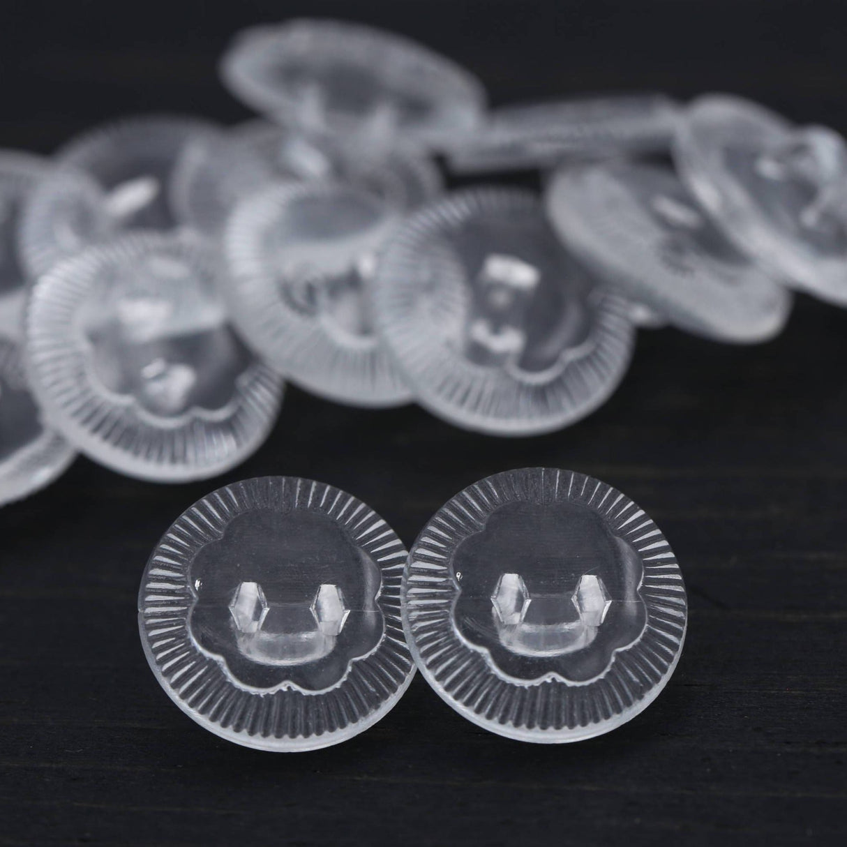 Clear Plastic Flower Shank Button 22L