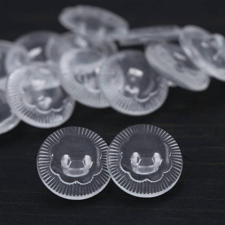 Clear Plastic Flower Shank Button 22L