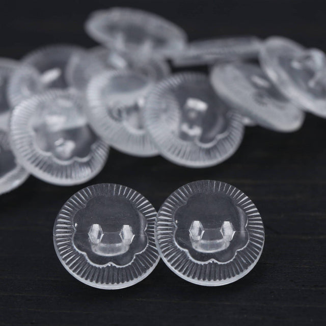 Clear Plastic Flower Shank Button 22L