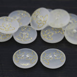 Clear Frosted Gold Glitter Tulip Button
