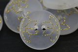 Clear Frosted Gold Glitter Tulip Button