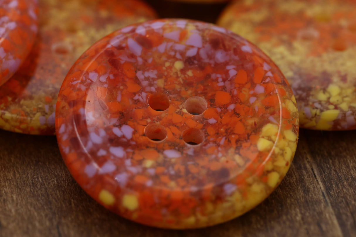 Plastic Button Orange Spotted 4-Hole