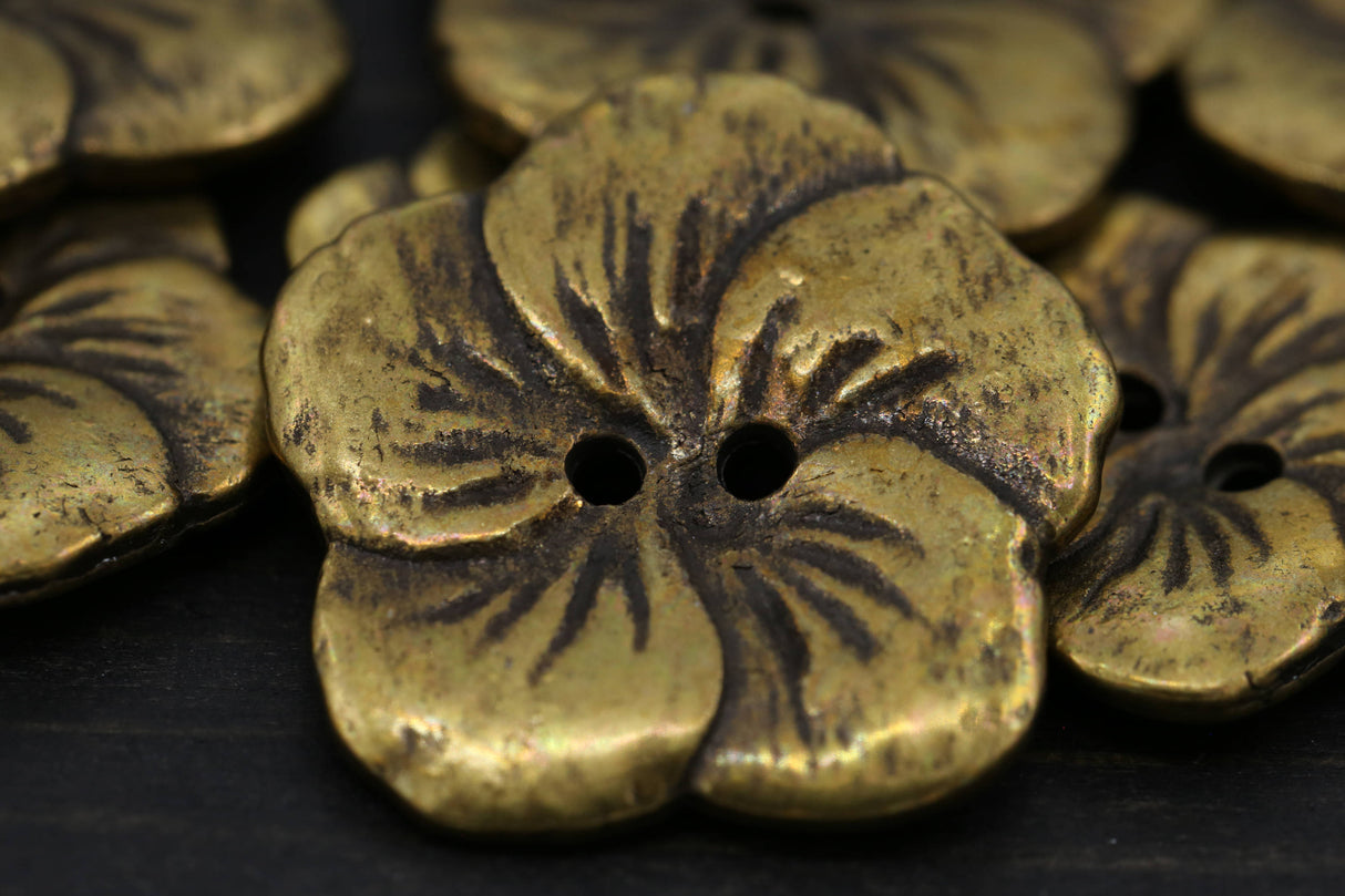 Bronze Metal Flower Button 4-Pack