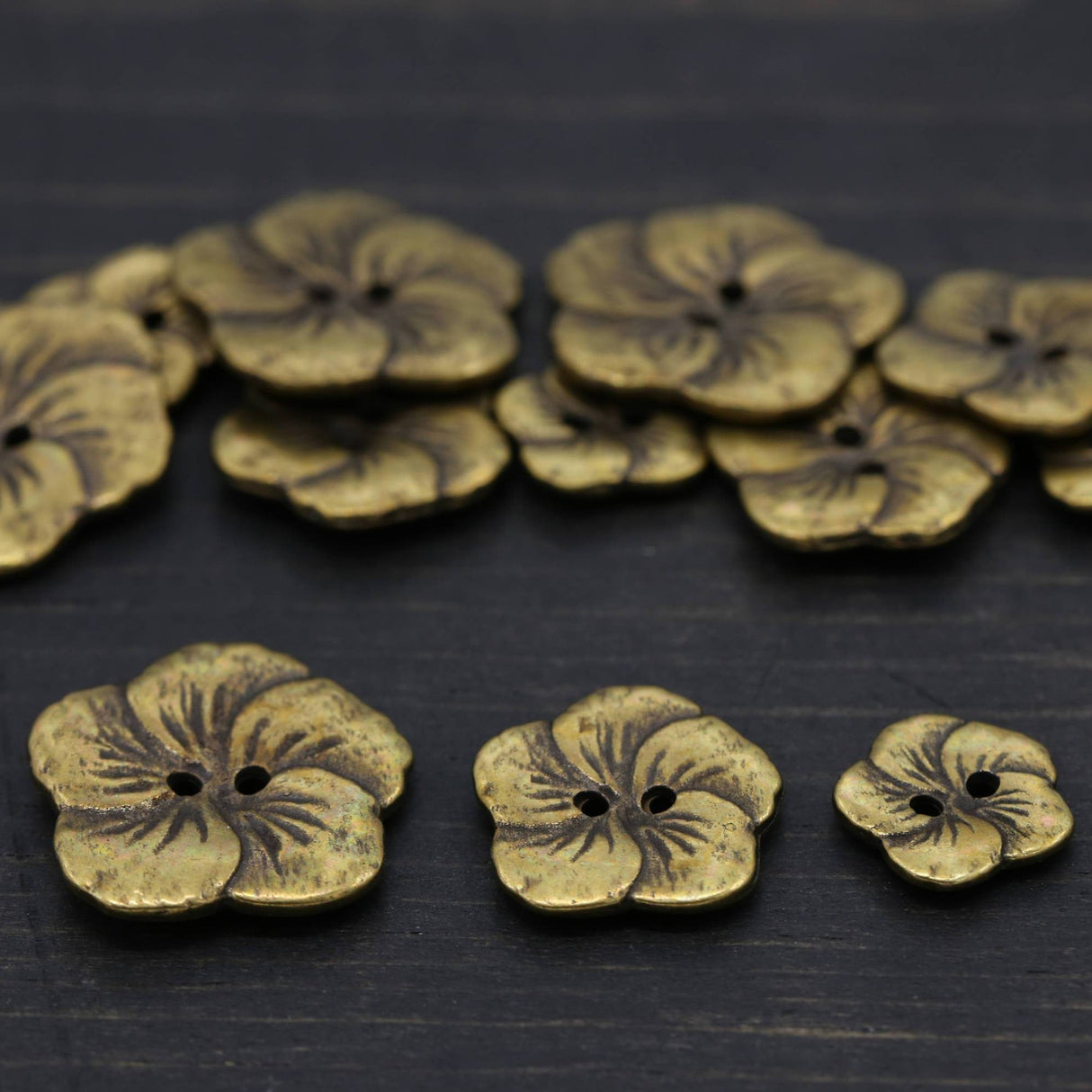 Bronze Metal Flower Button 4-Pack