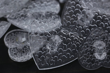 Heart Textured Clear Plastic Shank Button