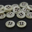 Plastic Beige Button with Silver Metal Center