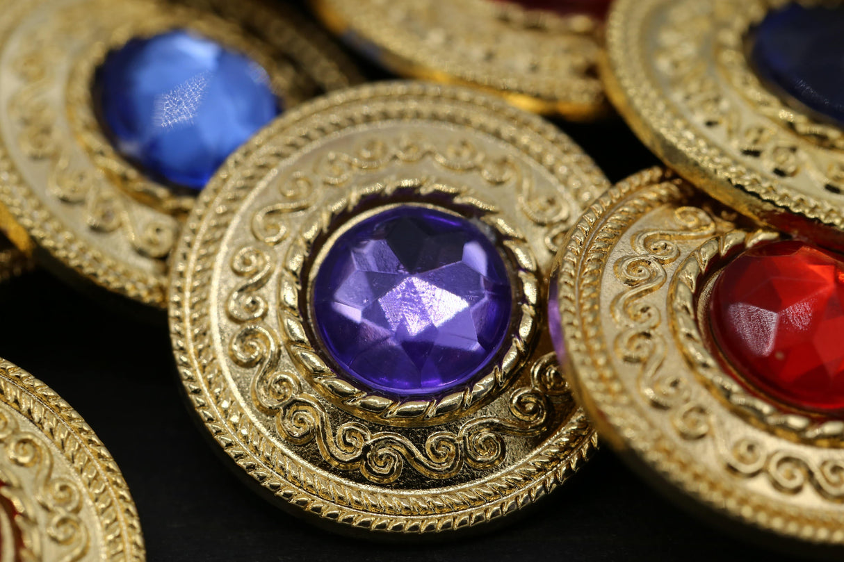 Gemstone Center Metal Button 20mm