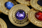 Gemstone Center Metal Button 20mm
