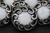 Decorative Shank Button White Silver Whirlwind 20mm