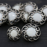Decorative Shank Button White Silver Whirlwind 20mm