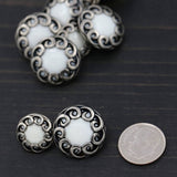 Decorative Shank Button White Silver Whirlwind 20mm