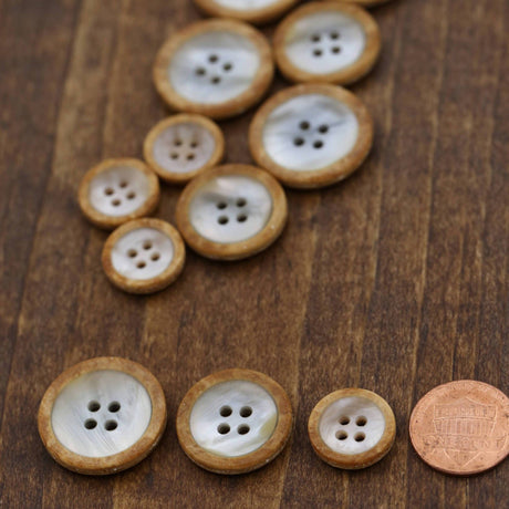 Faux Shell Button with Faux Wood Outer