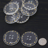 Plastic Button Clear Gold Etching Star 60L
