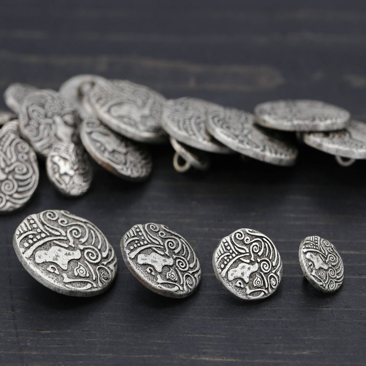 Metal Elephant Button Antique Silver