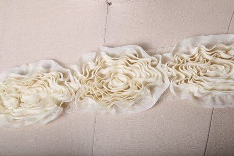 Rose Lace Trim White Ivory