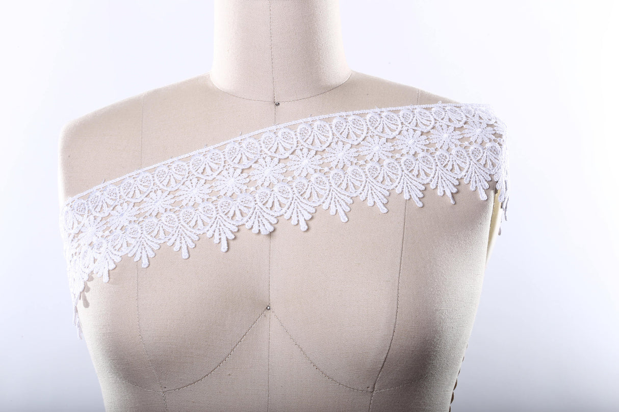 Venice Lace Trim Ivory White 4 Inch