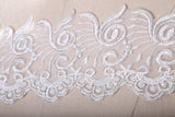Alencon Bridal Lace Trim White Silver