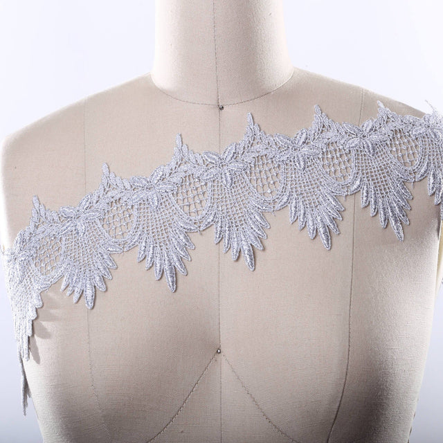 Metallic Silver Venice Lace Trim 3.5"