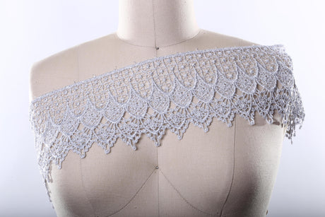 Silver Metallic Venice Lace Trim 4.5 Inch
