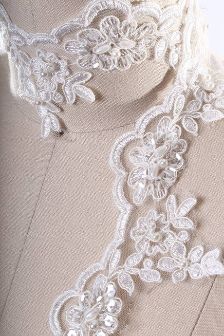 Beaded Arch Bridal Lace Trim 2.25"