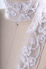 Beaded Flower Swirl Lace Trim White