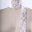 Beaded Flower Swirl Lace Trim White