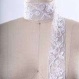 Beaded Flower Swirl Lace Trim White