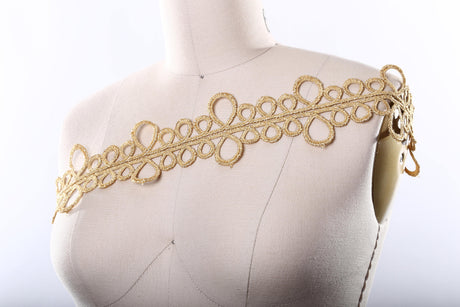 Venice Lace Circle Trim Metallic Gold
