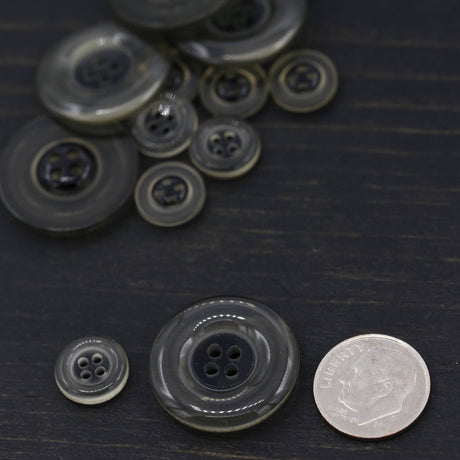 Clear Plastic Button Black Center 18L