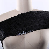 Stretch Sequin Trim 6" Wide Black Red