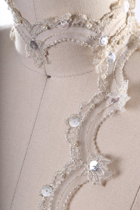 Beaded Lace Trim Champagne 1 Inch