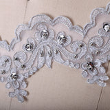 Beaded Lace Pearl Trim Gray Silver