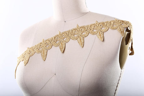 Venice Lace Trim Metallic Gold Silver 3.25in