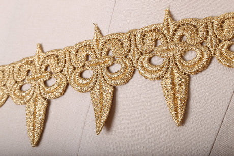 Venice Lace Trim Metallic Gold Silver 3.25 Inch
