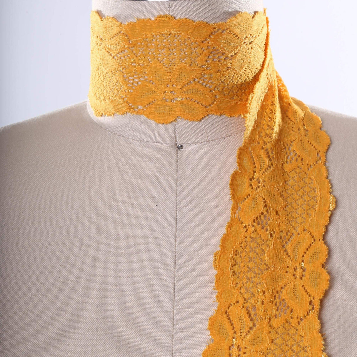 Stretch Lace Trim Carrot Orange Floral