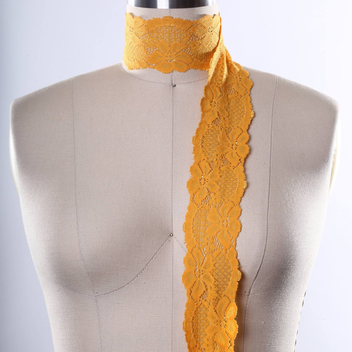 Stretch Lace Trim Carrot Orange Floral